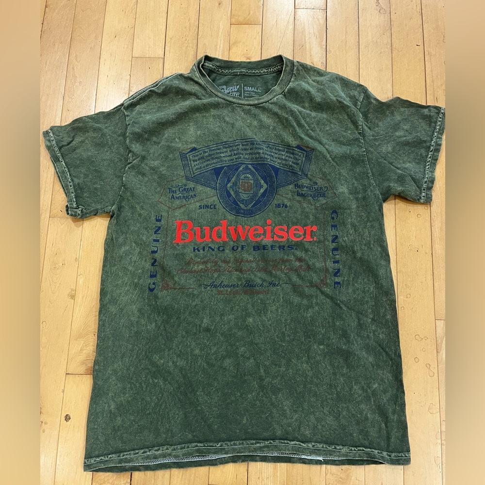 Budweiser Distressed Olive Graphic Tee